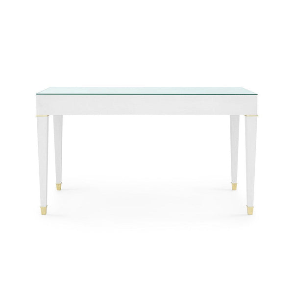 Claudette Desk with Glass Top, Cream