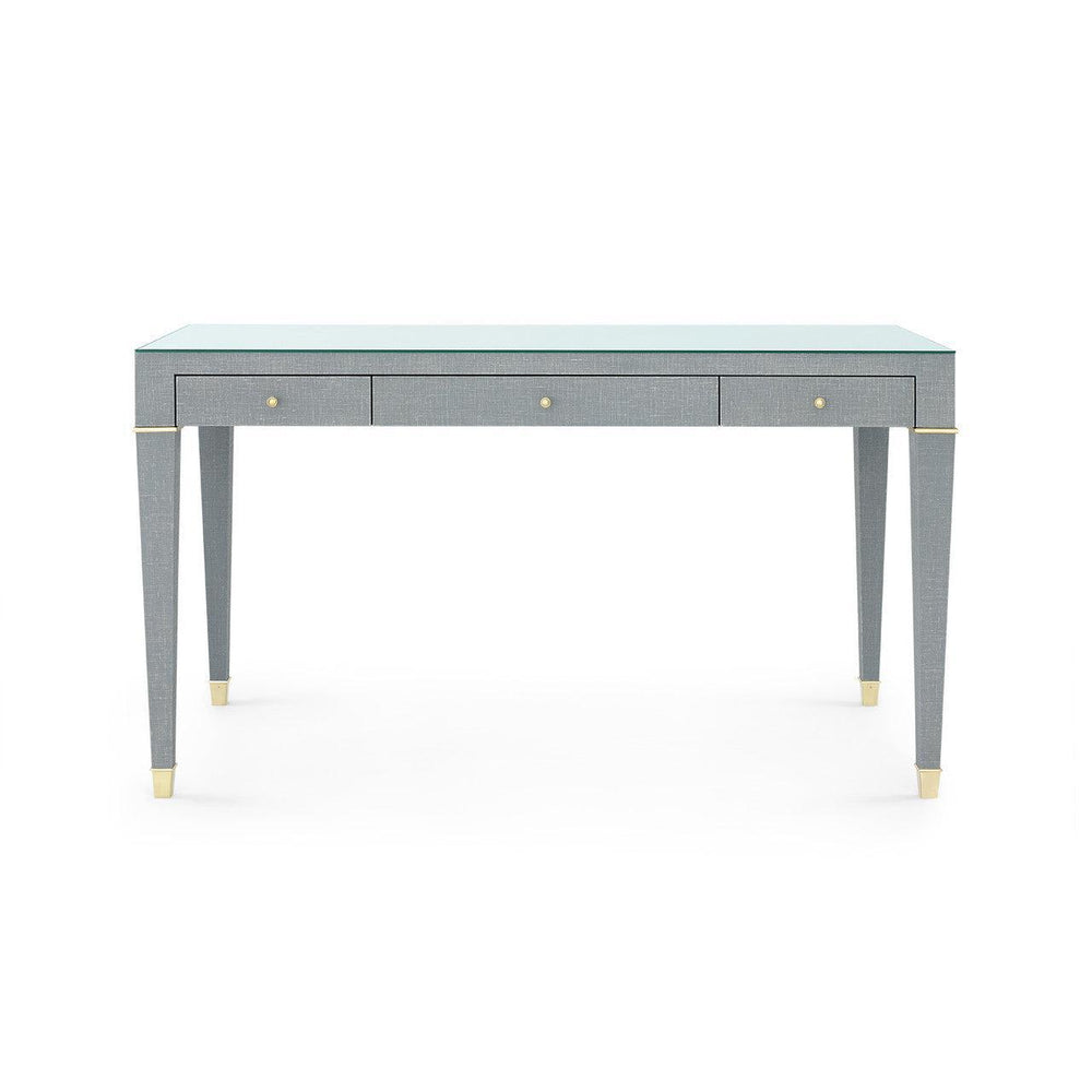 Claudette Desk with Glass Top, Washed Winter Gray