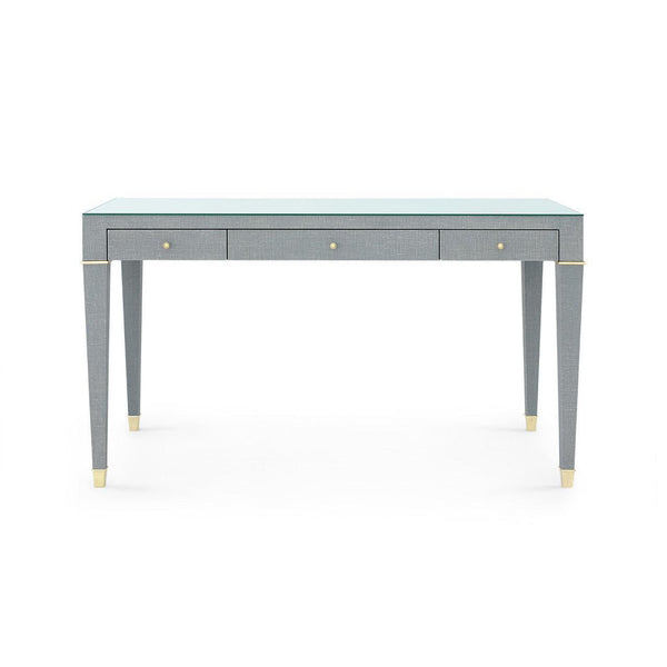 Claudette Desk with Glass Top, Washed Winter Gray
