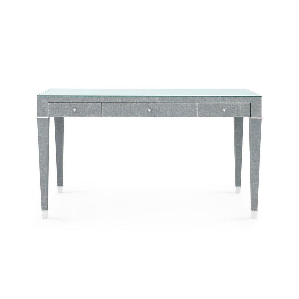 Claudette Desk with Glass Top, Washed Winter Gray