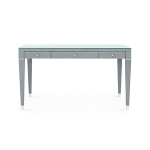 Claudette Desk with Glass Top, Washed Winter Gray