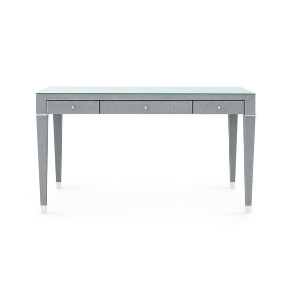Claudette Desk with Glass Top, Washed Winter Gray