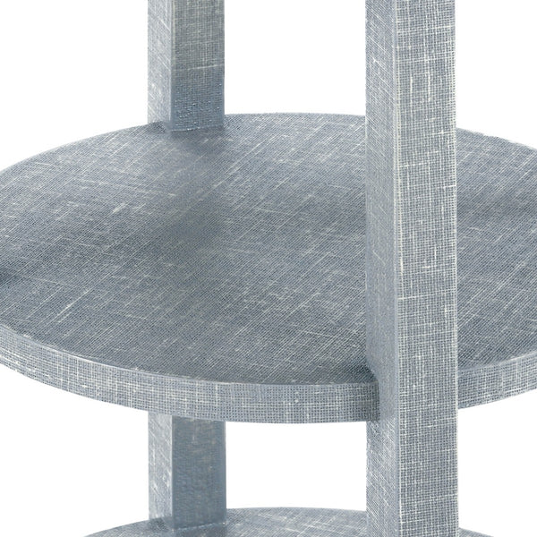 Claudette 1-Drawer Round Side Table, Washed Winter Gray, Nickel
