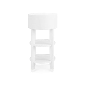 Claudette 1-Drawer Round Side Table, Cream, Nickel