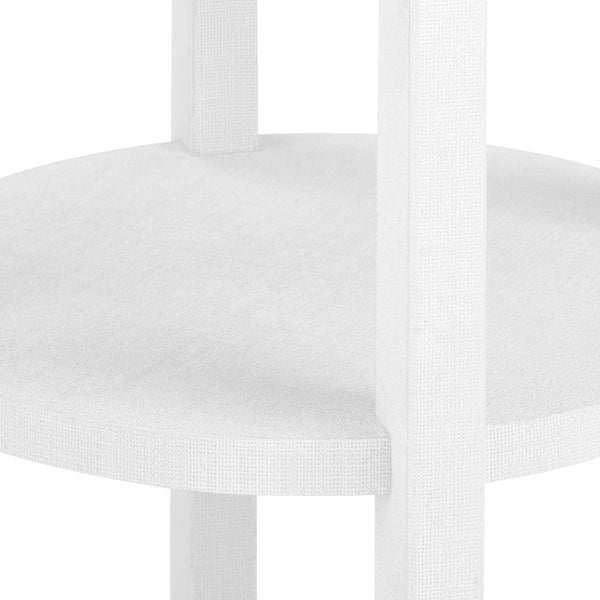 Claudette 1-Drawer Round Side Table, Cream, Nickel