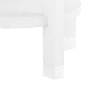 Claudette 1-Drawer Round Side Table, Cream, Nickel