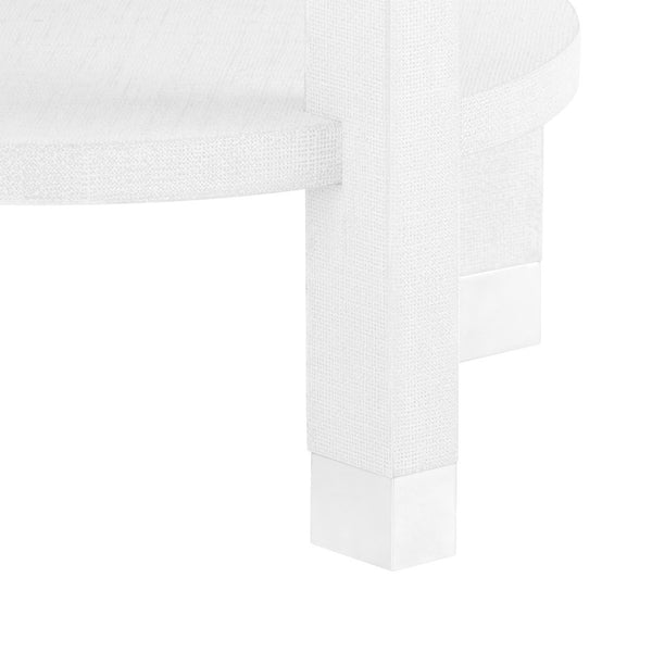 Claudette 1-Drawer Round Side Table, Cream, Nickel