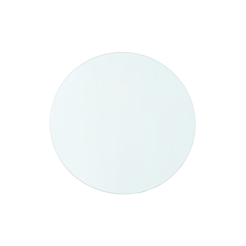 Claudette 1-Drawer Round Side Table Glass Top, Clear-Blue Hand Home