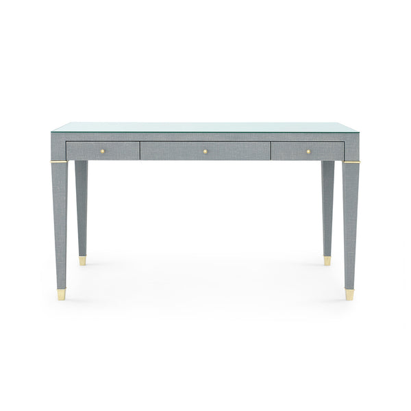 Claudette Desk with Glass Top, Washed Winter Gray