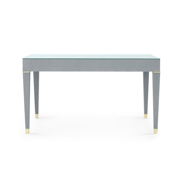 Claudette Desk with Glass Top, Washed Winter Gray