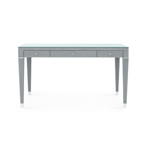 Claudette Desk with Glass Top, Washed Winter Gray