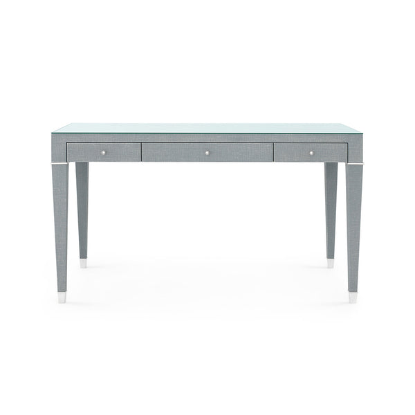 Claudette Desk with Glass Top, Washed Winter Gray