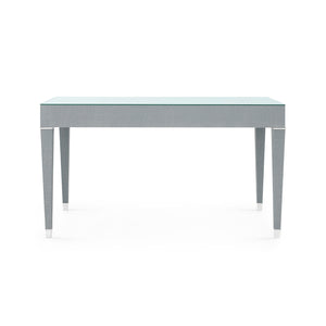 Claudette Desk with Glass Top, Washed Winter Gray