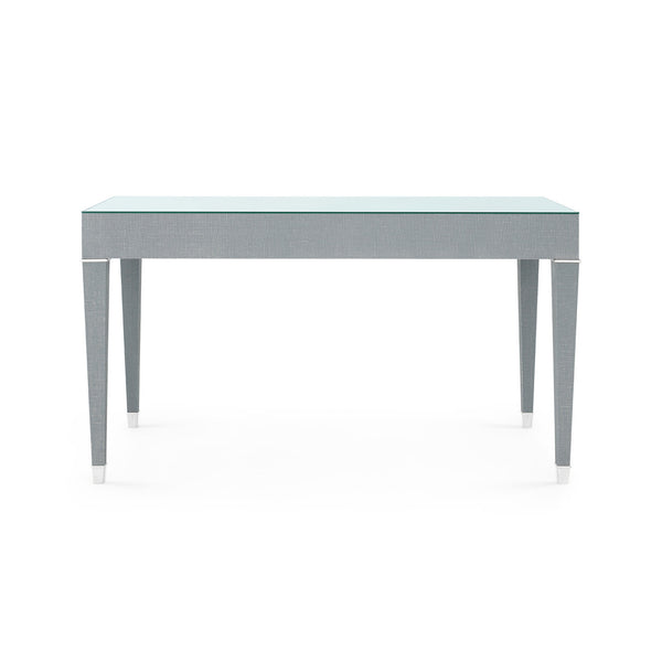 Claudette Desk with Glass Top, Washed Winter Gray