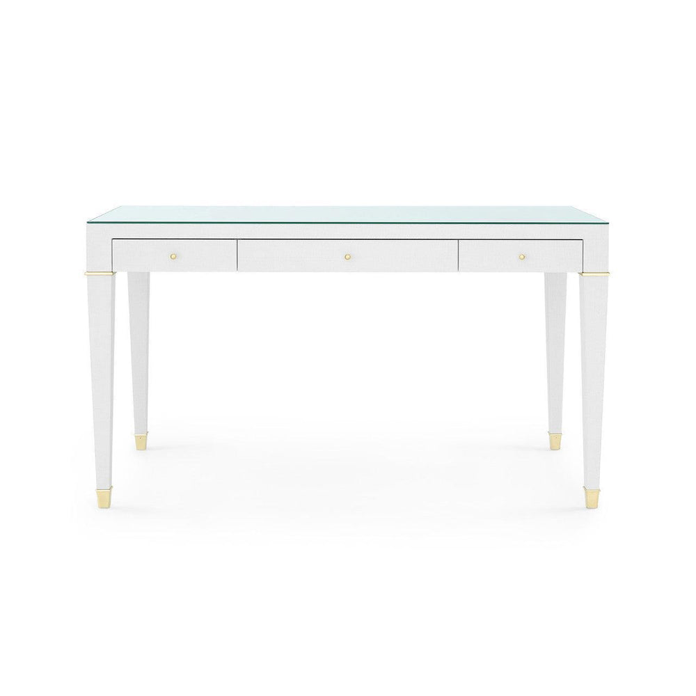 Claudette Desk with Glass Top, Cream