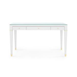Claudette Desk with Glass Top, Cream