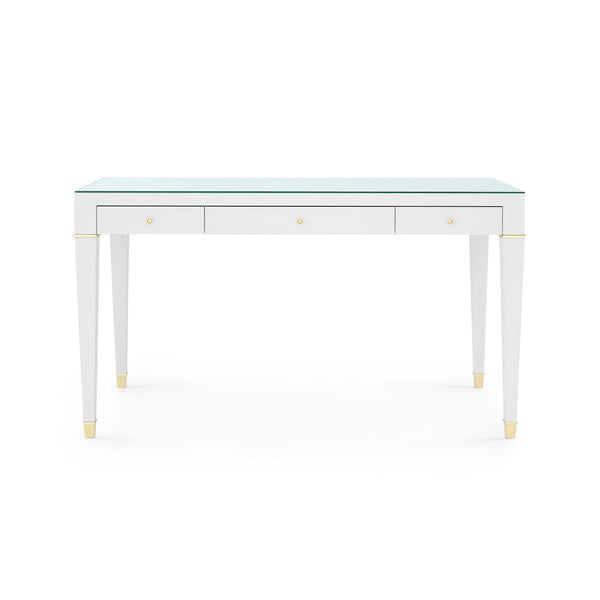 Claudette Desk with Glass Top, Cream