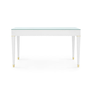Claudette Desk with Glass Top, Cream