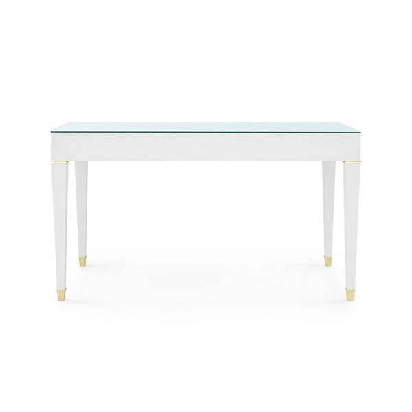 Claudette Desk with Glass Top, Cream
