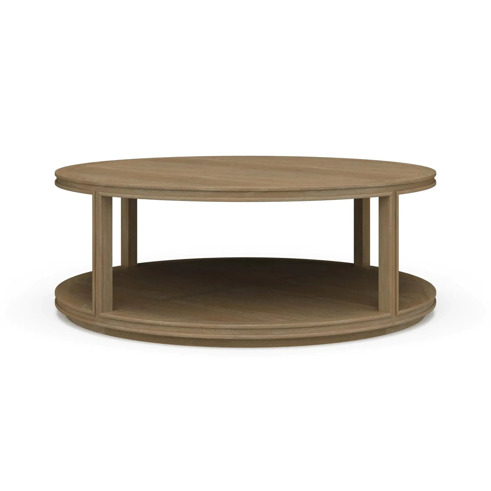 Cohan Round Coffee Table w/ Wood Shelf-Blue Hand Home