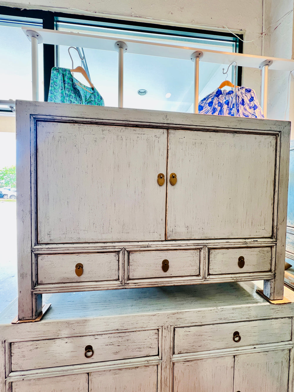 Connie Cabinet  - 2 Dr / 3 Draw / Lacquer Blue Gry