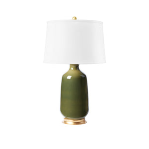 Carolyn Lamp with Shade 17-inch White Linen, with Gold, Stormy Gray