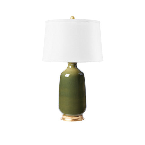 Carolyn Lamp with Shade 17-inch White Linen, with Gold, Stormy Gray