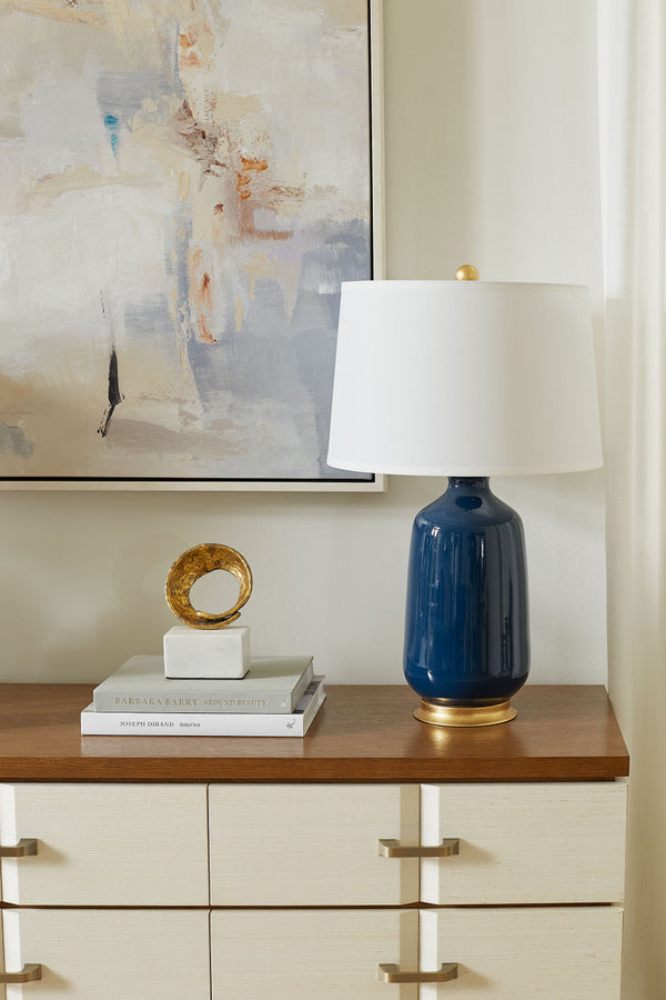 Carolyn Lamp Without Shade, Navy Blue