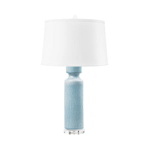 Corinth Lamp with Shade 17-inch White Linen, with Nickel, Emerald Green