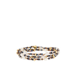 Crystal beaded pearl wrap bracelet-Blue Hand Home
