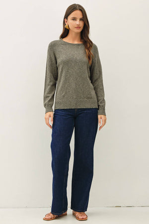[NEW SHADE]RAGLAN SLEEVE SLUB PULLOVER SWEATER-Blue Hand Home