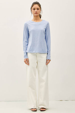 Cotton Slub Crewneck Long Sleeve Tee