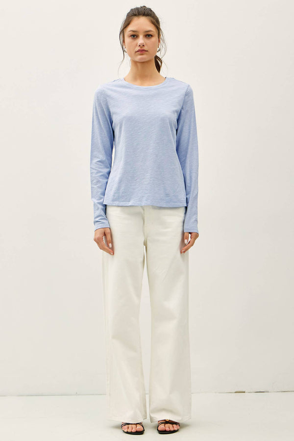 Cotton Slub Crewneck Long Sleeve Tee
