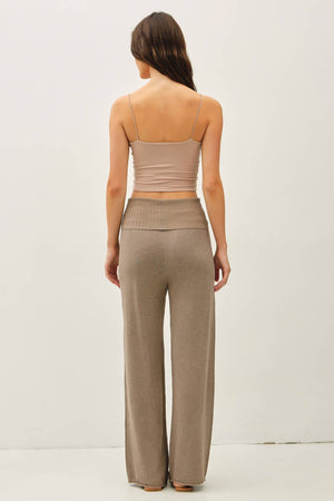 FINE KNIT FOLD OVER RIBBED WAIST SWEATER PANTS-Blue Hand Home