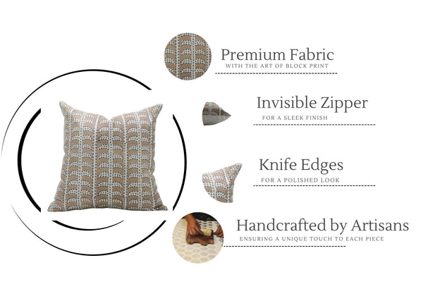 Handmade Print Linen Blend Pillow Cover - Garud-Blue Hand Home