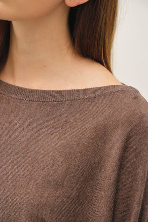 Dolman Sleeve Boat Neck Fine Sweater