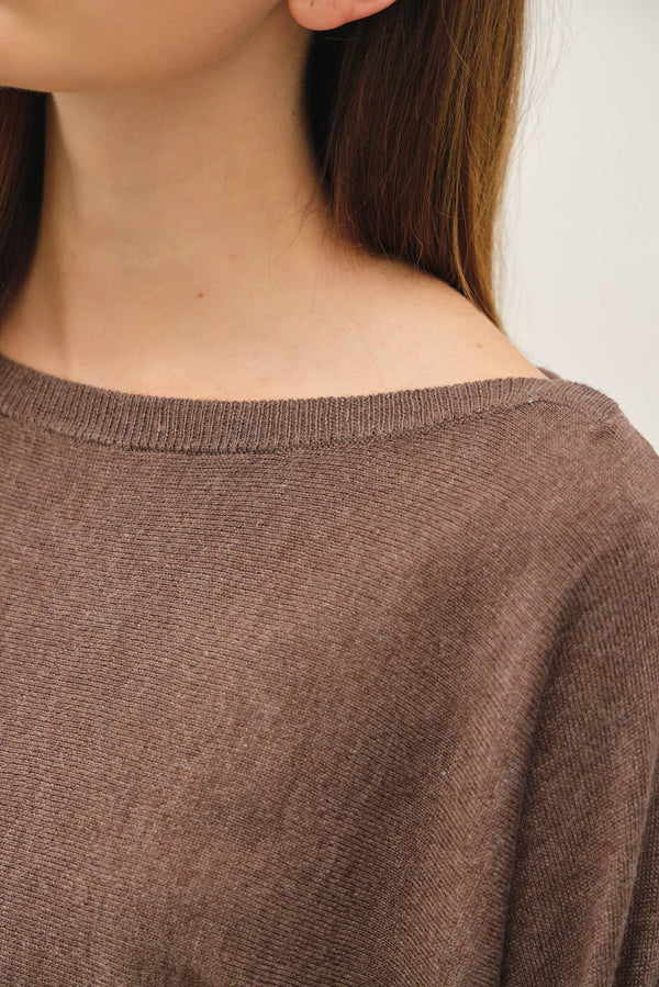 Dolman Sleeve Boat Neck Fine Sweater
