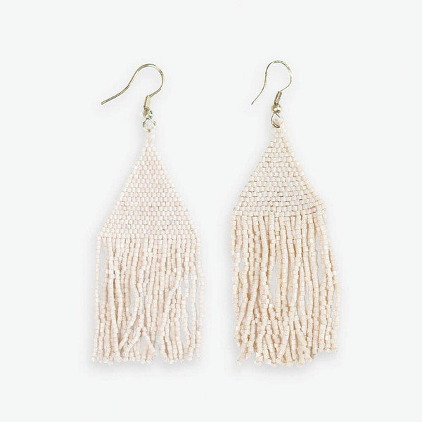 Lexie Solid Beaded Fringe Earrings Cream-Blue Hand Home