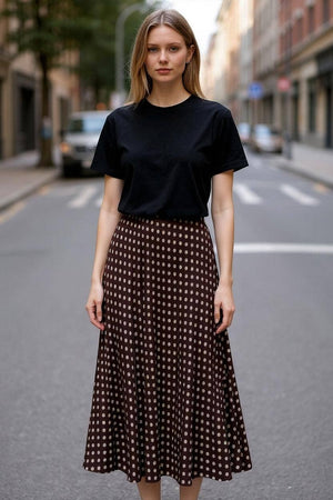 Leopard satin skirt 2337-POIS-Blue Hand Home