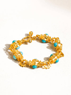 Atley 18K Gold Vintage Turquoise Bracelet-Blue Hand Home