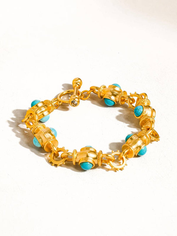 Atley 18K Gold Vintage Turquoise Bracelet-Blue Hand Home