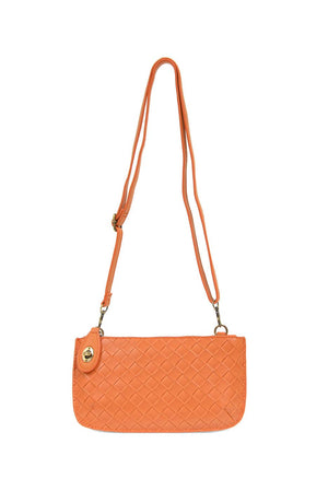 Faux Wide Woven Mini Crossbody Wristlet Clutch-Blue Hand Home