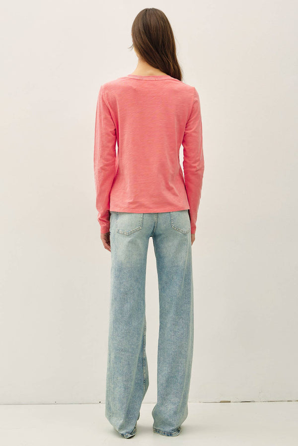 Cotton Slub Crewneck Long Sleeve Tee