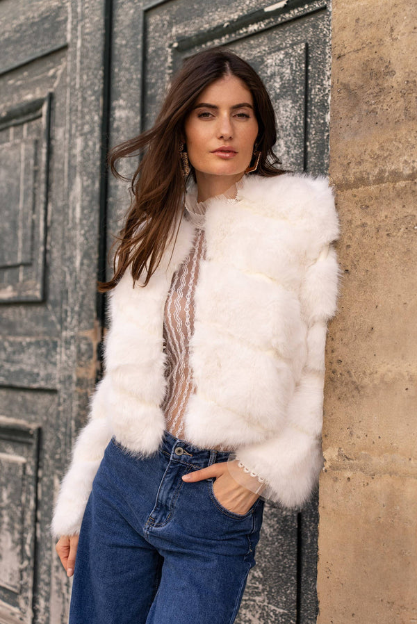 Paula short faux fur jacket - Y168