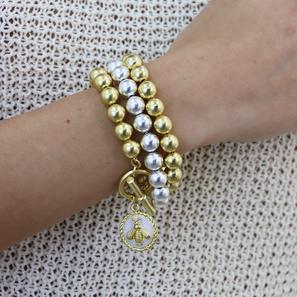 Trendy Beaded Chain Bracelet for Layering-Blue Hand Home