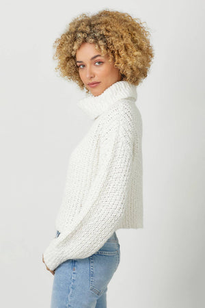 60795 Turtle Neck Cropped Sweater-Blue Hand Home
