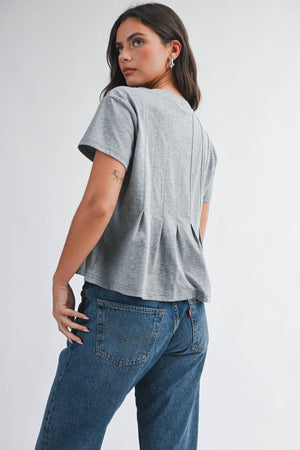 8613HK Pleated Swing Tee Top-Blue Hand Home