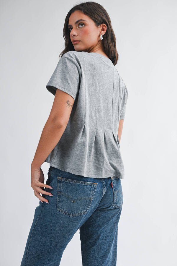 8613HK Pleated Swing Tee Top-Blue Hand Home