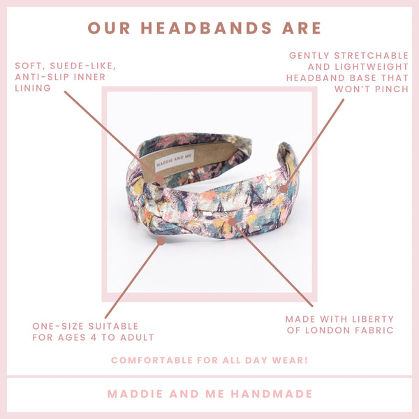Handmade Women's Liberty Print Knot Headband for Spring-Blue Hand Home