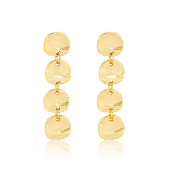 Chic Medallion Disc Linear Drop Earrings-Blue Hand Home